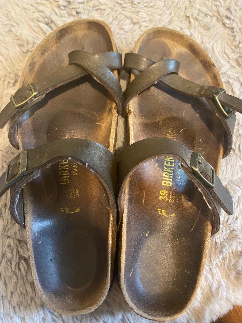 Birkenstock Brown Leather Cross-Strap Sandals